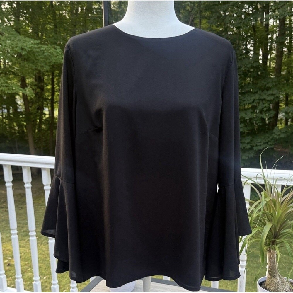 Y2K emo  Whimsigoth Fairy Gothic Bell Sleeve Chiffon Blouse Top L Pixley